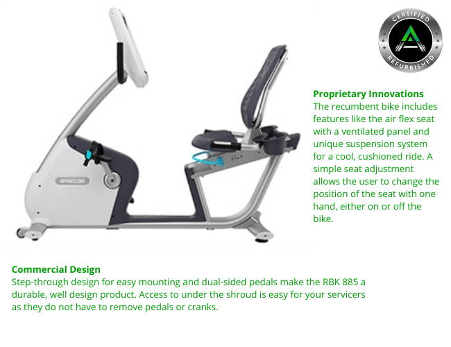 Precor RBK 885 Recumbent Bike P80 Console Refurbished Ace Fitness Equipment